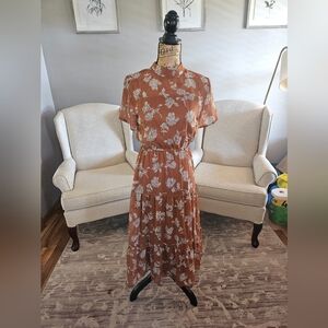Floral Rust Dress Small
